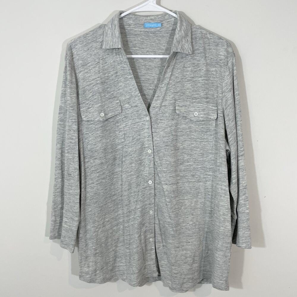 J. Mclaughlin Brynn Linen Button Down Top Size Xl… - image 1